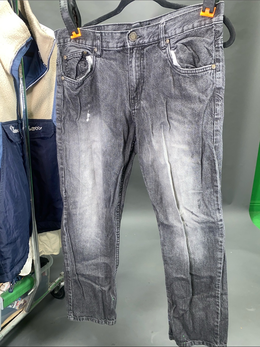 Men's Washed Gray Stretch Jeans